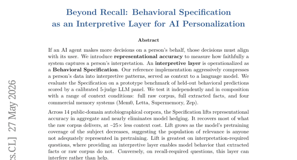 Representational Accuracy — AI 에이전트가 사용자를 대표하는 충실도를 측정하는 프레임워크