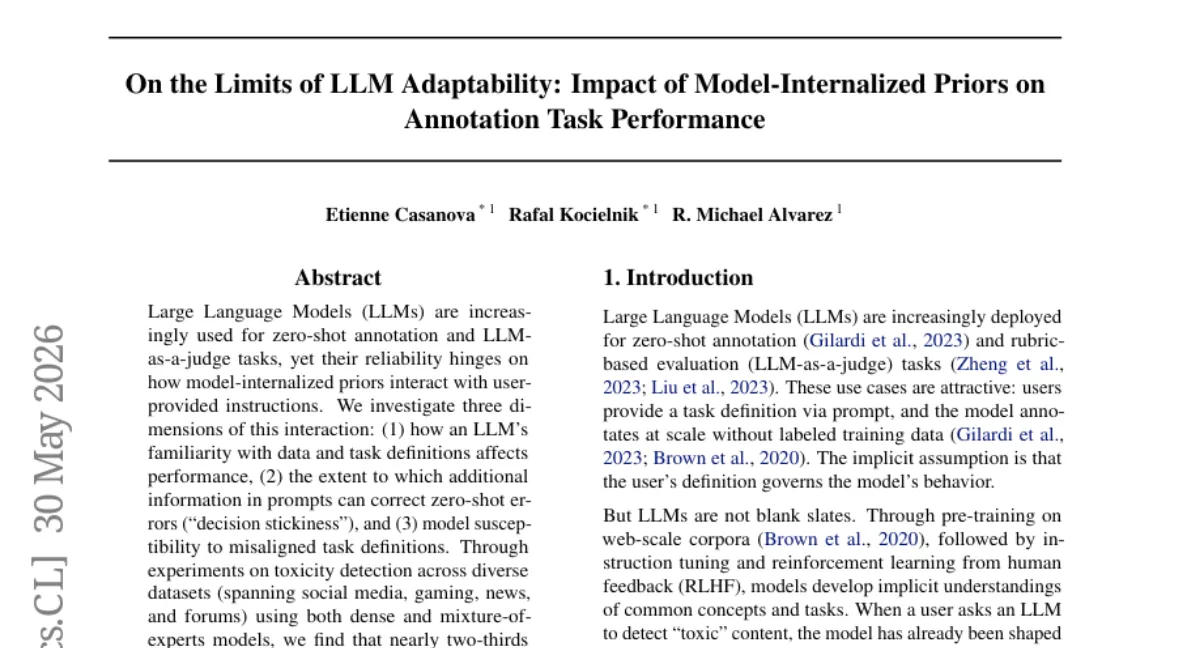 Caltech, LLM 제로샷 주석 오류의 65%는 프롬프트 보정 불가 — Definition-Specific Familiarity 개념 제안