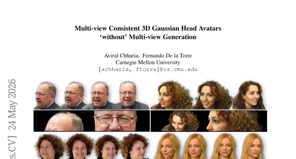 CMU, 2D 단일 이미지만으로 3D Gaussian 헤드 아바타 생성 — MVCHead, HiSS 블록으로 일관성 확보