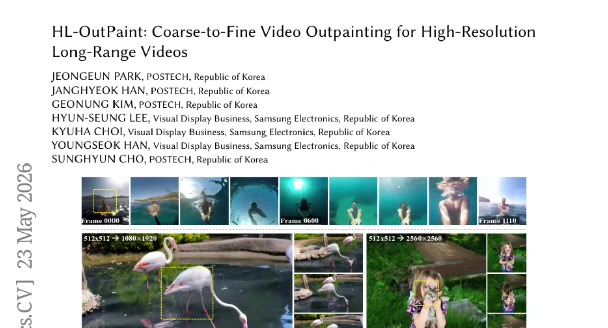 POSTECH, 장시간 고해상도 비디오 아웃페인팅 프레임워크 HL-OutPaint 제안