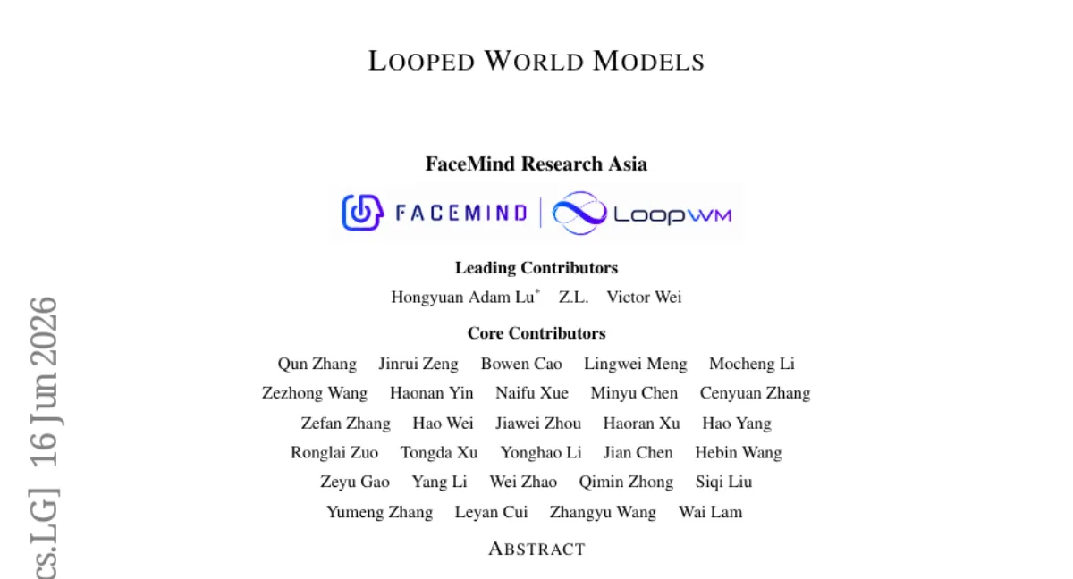 LoopWM: 반복적 잠재 깊이로 월드 모델 파라미터 효율 100배 향상