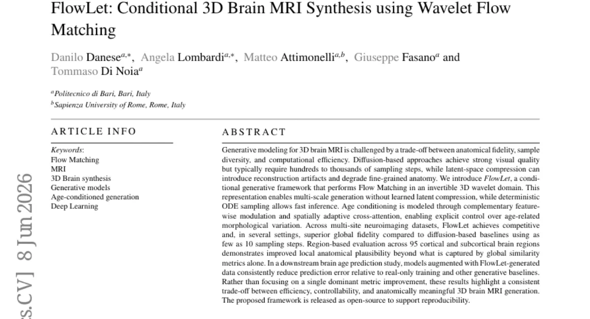 FlowLet: flow matching 기반 3D MRI 생성으로 뇌 나이 예측 성능 향상