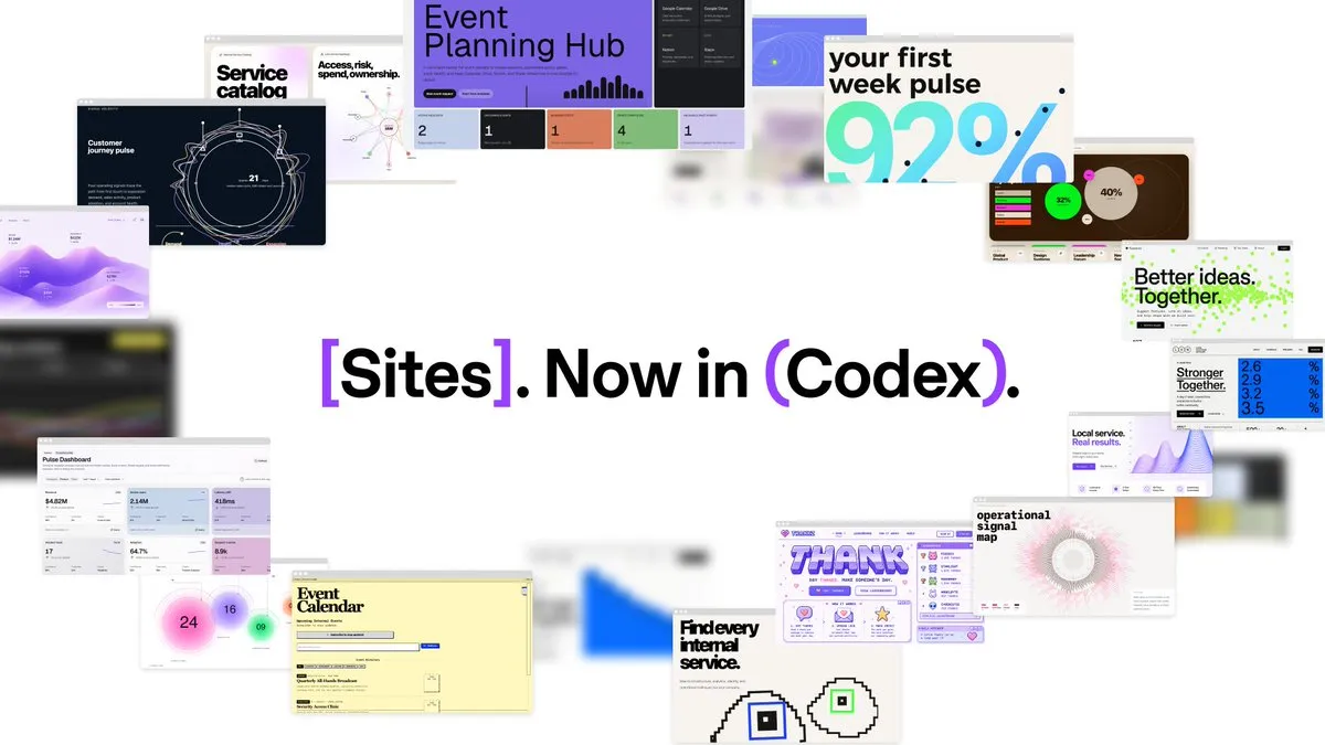 OpenAI 'Sites' 기능 발표 — Codex로 앱·사이트 생성, 비즈니스·엔터프라이즈 우선