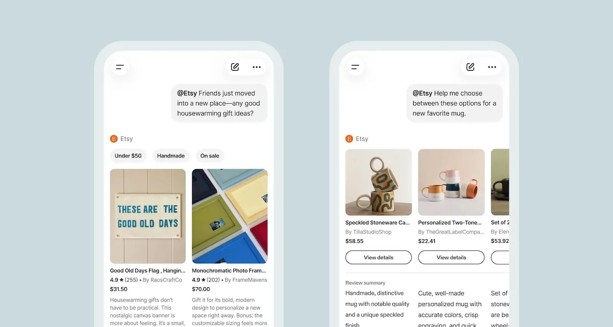 Etsy, ChatGPT 전용 앱 출시 — 대화형 쇼핑 경험 제공