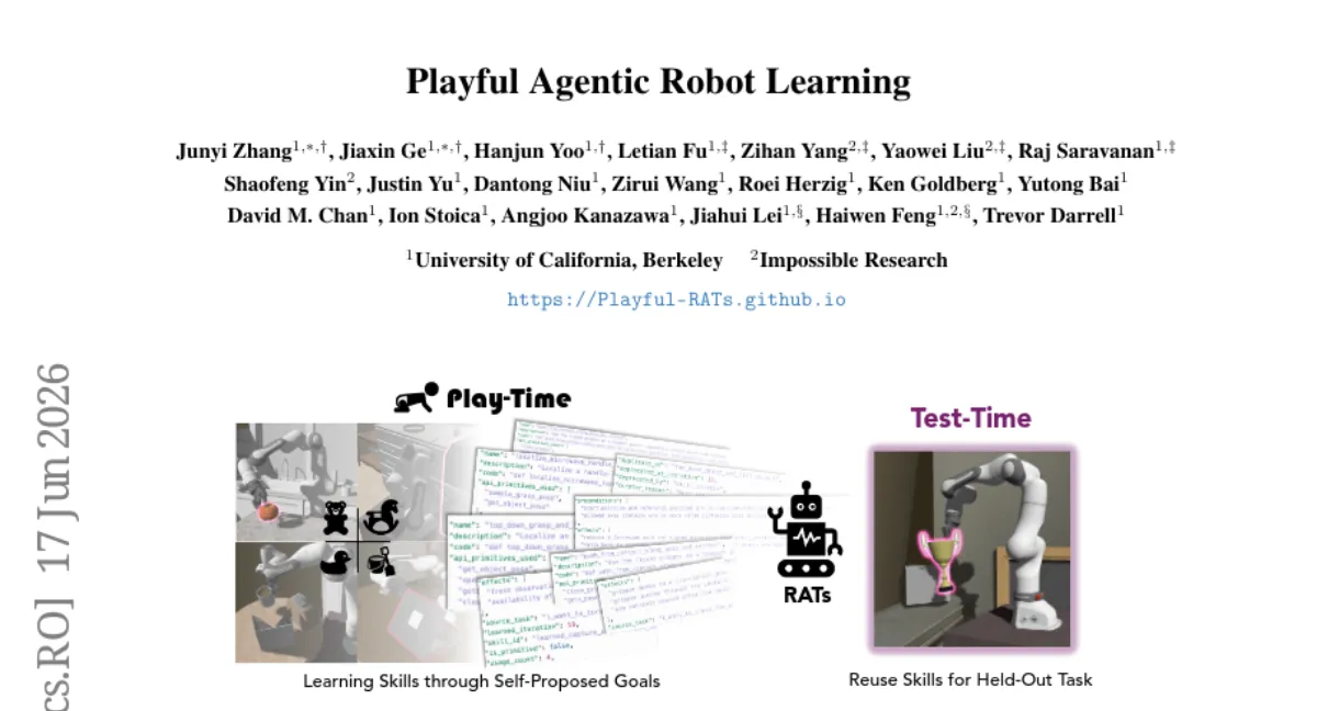 UC Berkeley, 놀이를 통해 스킬을 학습하는 로봇 에이전트 RATs — LIBERO-PRO 20.6%p 향상