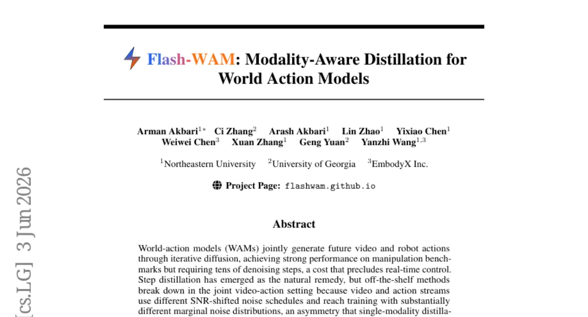 Flash-WAM: 단일 스텝으로 로봇 액션+비디오 생성, 23배 속도 향상