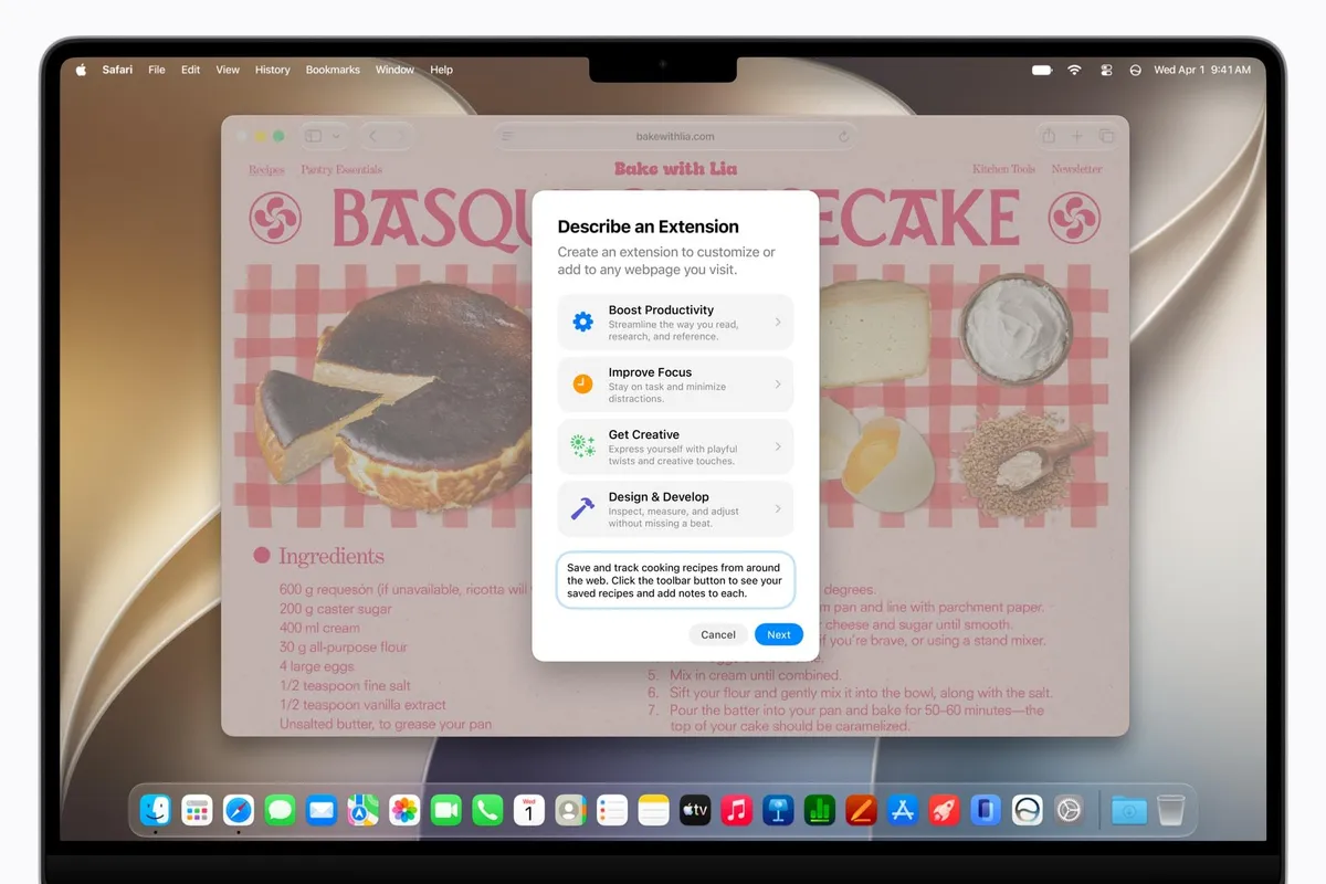 Apple, Safari AI 확장 기능 자동 생성 — 사용자 설명만으로 코드 제작