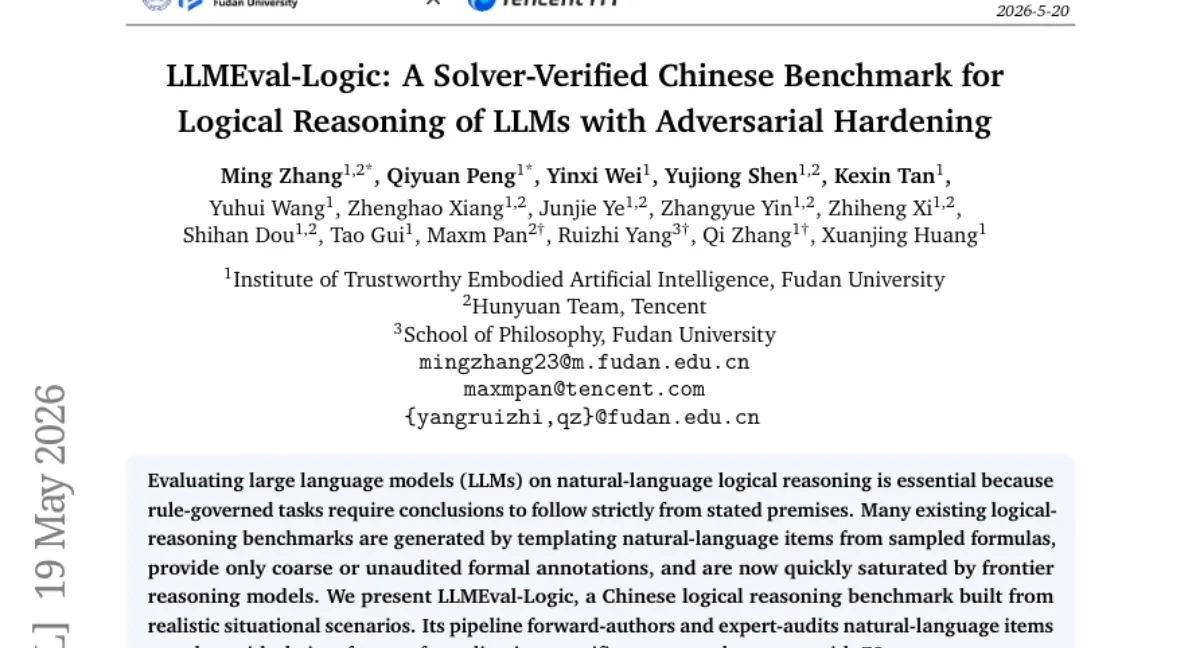 LLMEval-Logic: 중국어 논리 추론 벤치마크 — 최고 모델도 Hard 정확도 37.5%