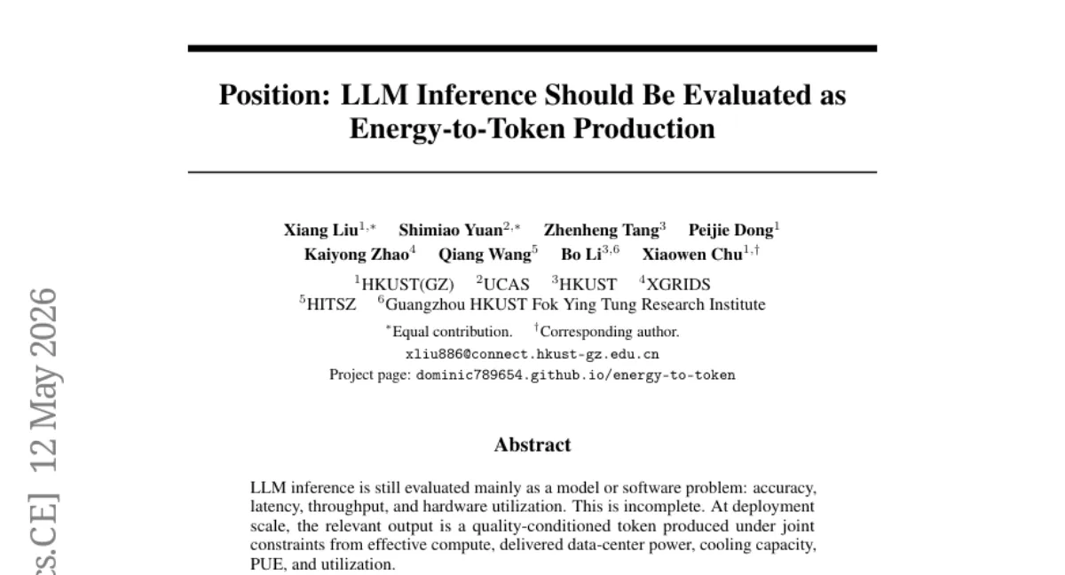 LLM 추론을 에너지-토큰 생산 문제로 재정의 — Token Production Function 제안