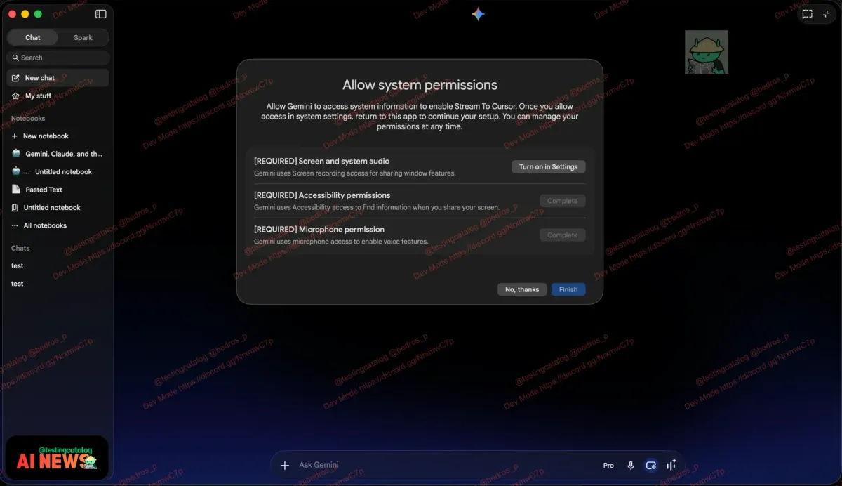 Google Gemini Mac 데스크톱 업데이트 — Voice Mode·Stream to Cursor·Omni 영상 생성 추가