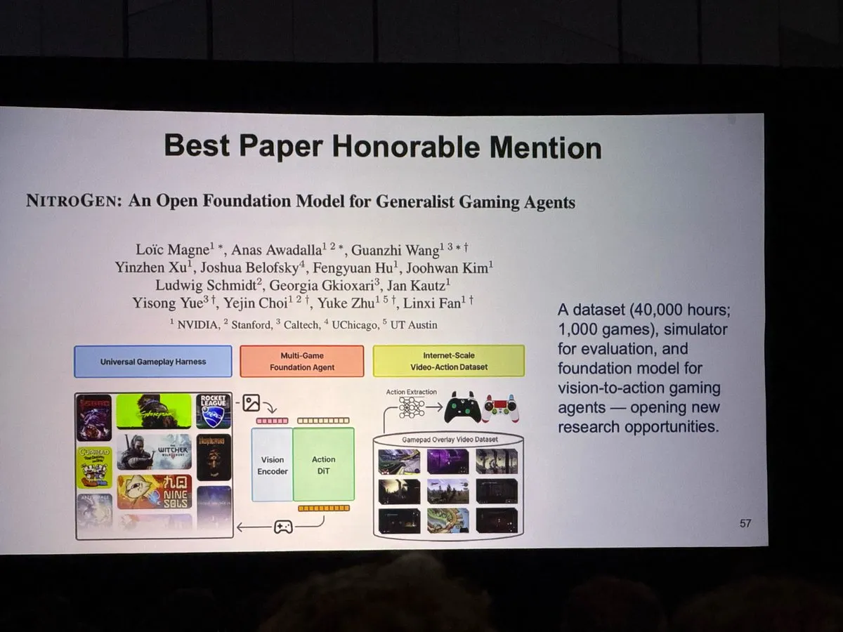 Jim Fan "NitroGen, CVPR Best Paper Honorable Mention" — 범용 임베디드 에이전트 연구 가속
