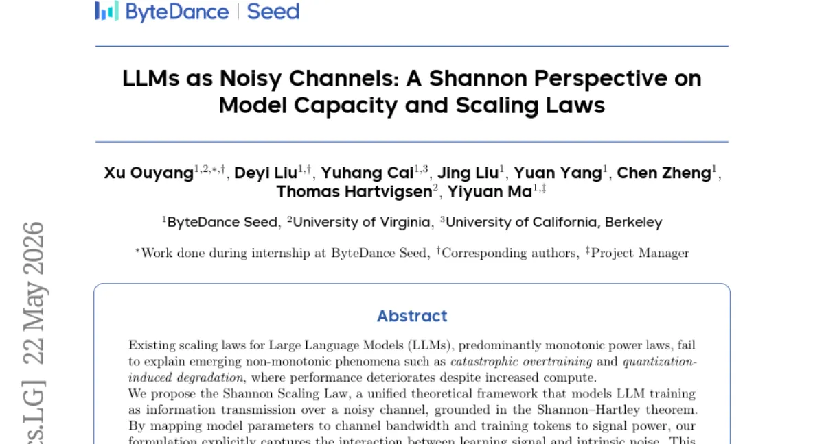 Shannon Scaling Law — LLM 스케일링에서 비단조 성능 저하를 설명하는 통합 이론