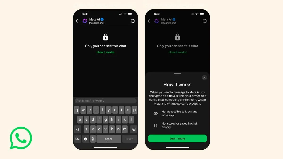 WhatsApp, Meta AI 채팅에 시크릿 모드 추가