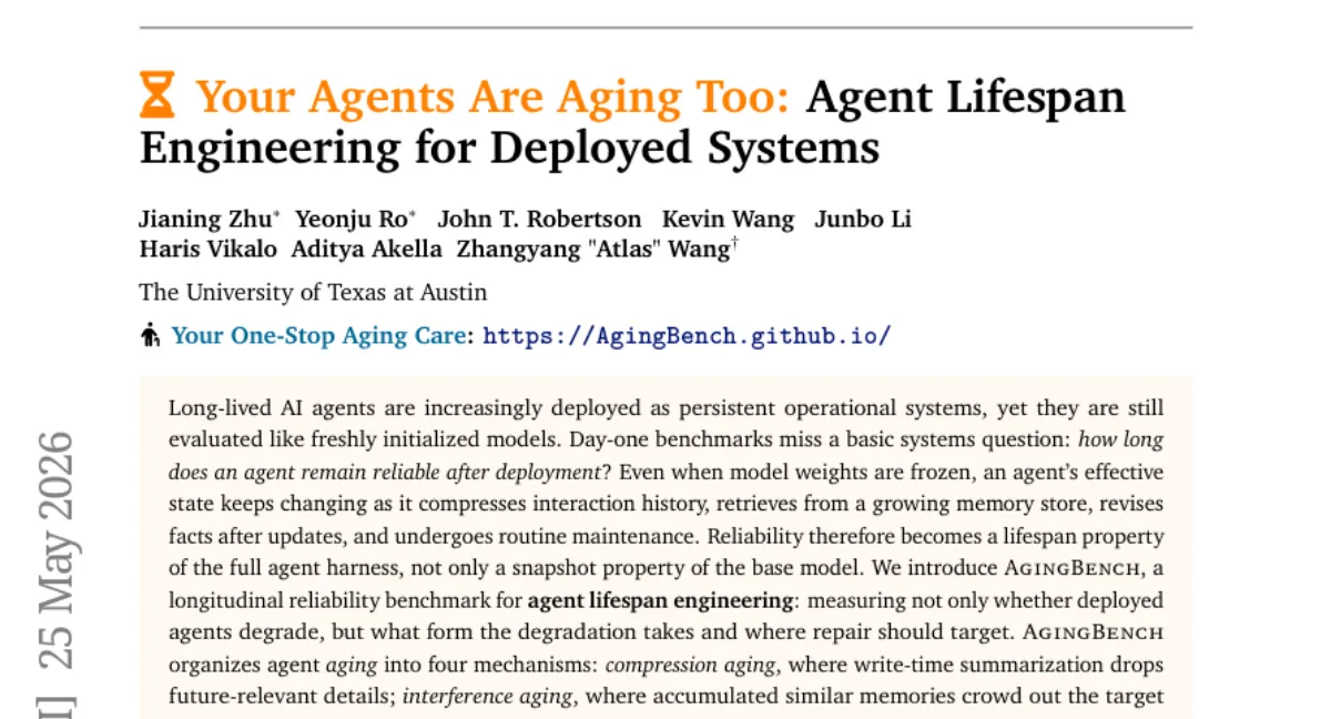 AgingBench: 장기 배치 AI 에이전트의 신뢰성 저하를 진단하는 벤치마크