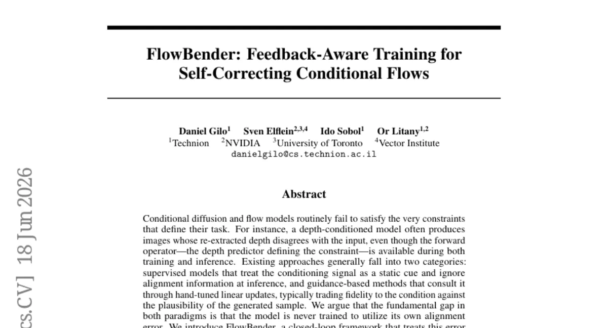 FlowBender: 조건부 확산 모델의 정합 오차를 학습하는 폐루프 프레임워크