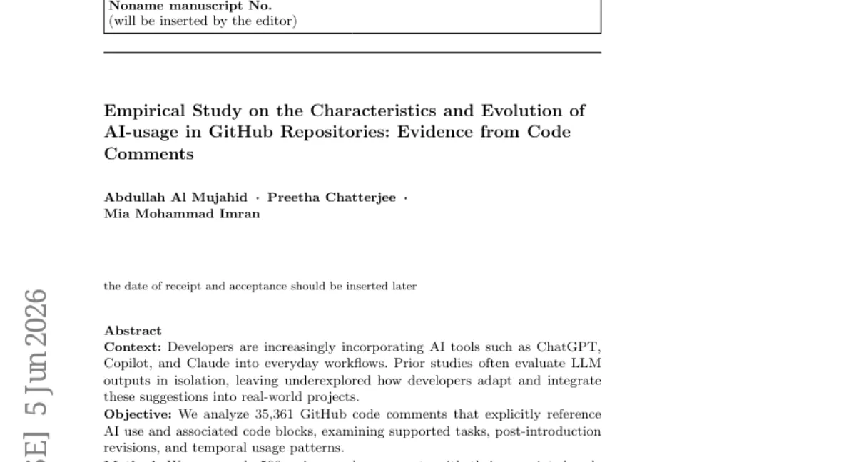 GitHub 35,000개 커밋 분석 — AI 보조 코드의 실제 사용 패턴과 후속 진화