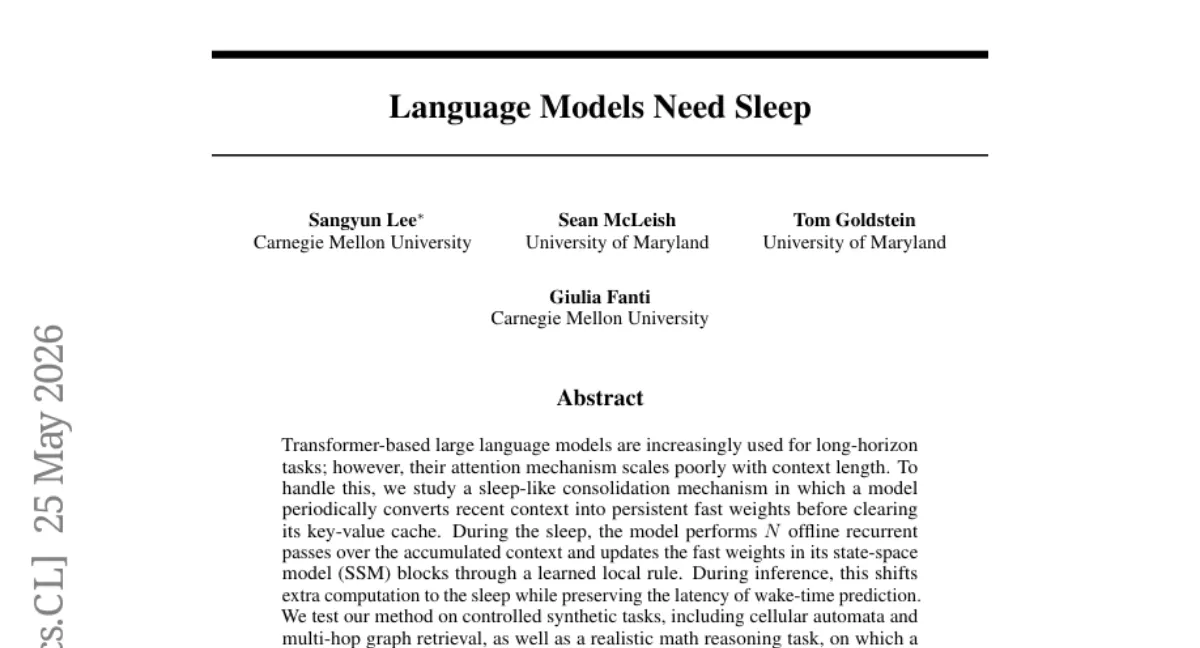 Sleep-like consolidation mechanism — Transformer가 긴 문맥에서 attention 부담을 줄이는 방법