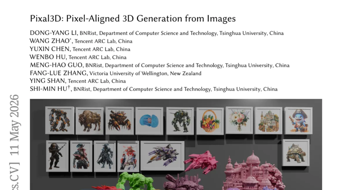 Tencent PCG, 픽셀 정렬 3D 생성 Pixal3D — 단일 이미지에서 재구성 수준의 충실도 달성