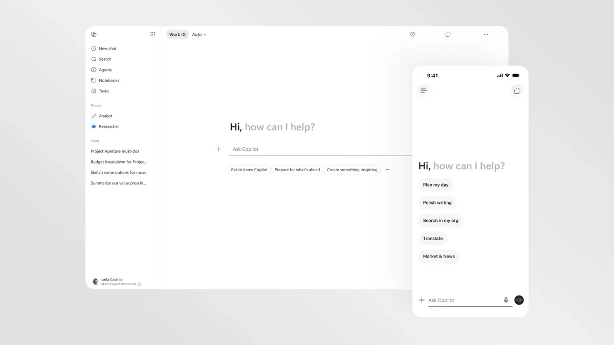 Microsoft 365 Copilot, 더 빠르고 깔끔한 디자인으로 리뉴얼