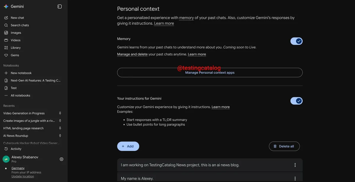 Google Gemini, 개인화 컨트롤 테스트 — 서드파티 앱 구독 지원