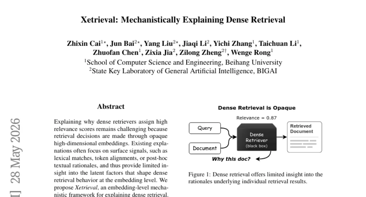 Xetrieval: 임베딩 수준에서 dense retrieval 의사결정을 설명하는 메커니즘