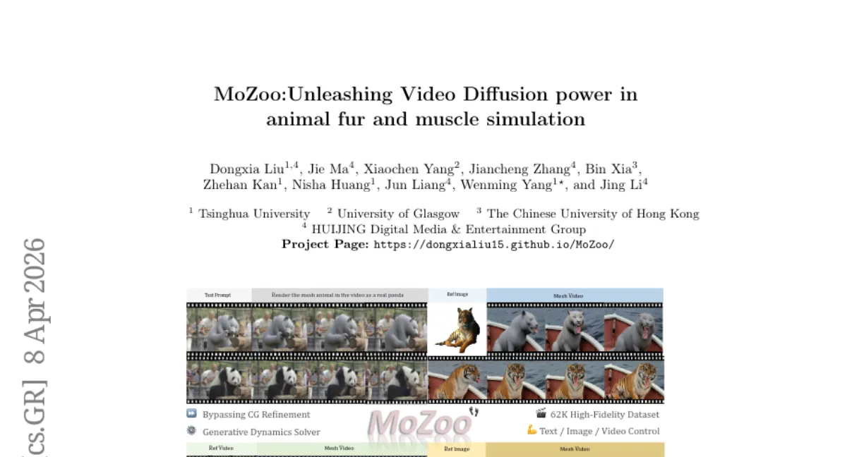 MoZoo: 동물 근육·털 시뮬레이션을 생성하는 확산 모델 — 조악한 메시에서 고해상도 비디오로