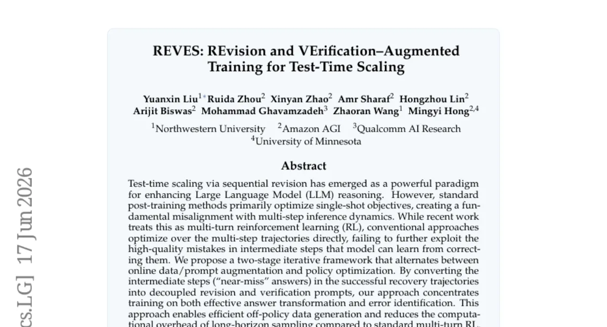 REVES: 중간 단계 오답을 활용한 LLM 추론 개선 — LiveCodeBench +6.5점