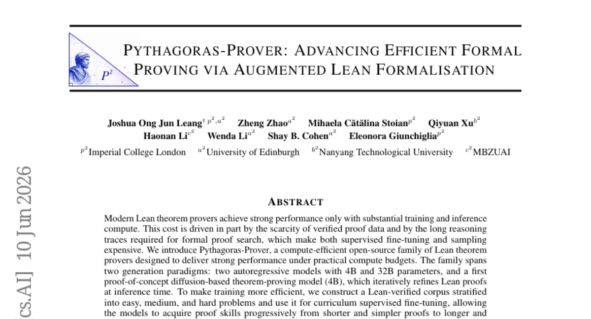 Pythagoras-Prover: 4B 모델로 DeepSeek-Prover-V2-671B 능가, Lean 정리 증명의 효율성 혁신