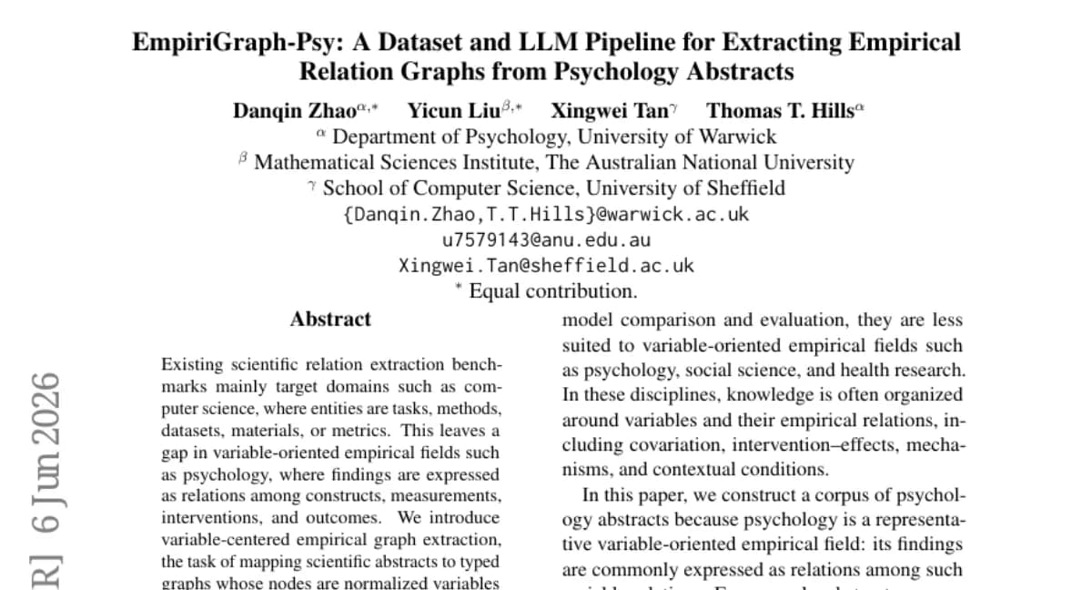 심리학 논문 요약을 위한 변수 중심 그래프 추출 벤치마크 — EmpiriGraph-Psy, staged pipeline macro-F1 0.74