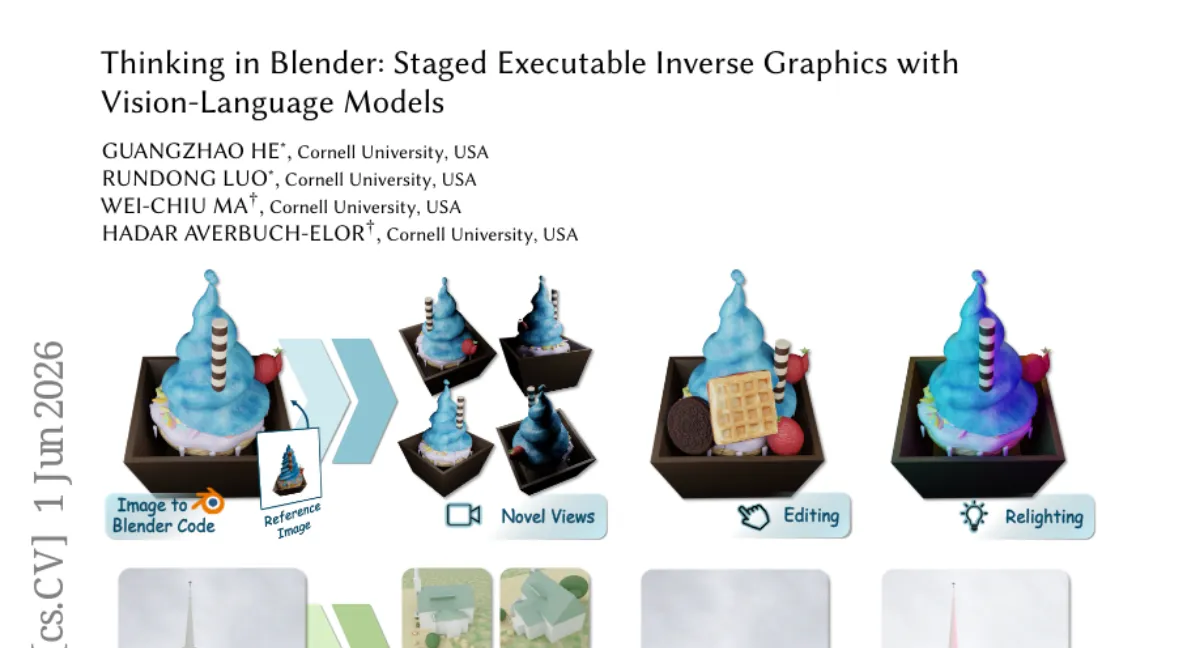 SEIG: 단일 이미지에서 Blender 프로그램으로 3D 장면 재구성 — VLM 기반 역그래픽스