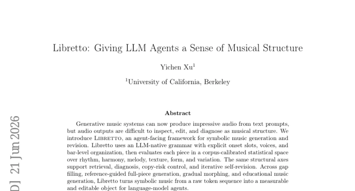 Libretto: LLM 에이전트가 음악 구조를 편집 가능하게 만드는 프레임워크
