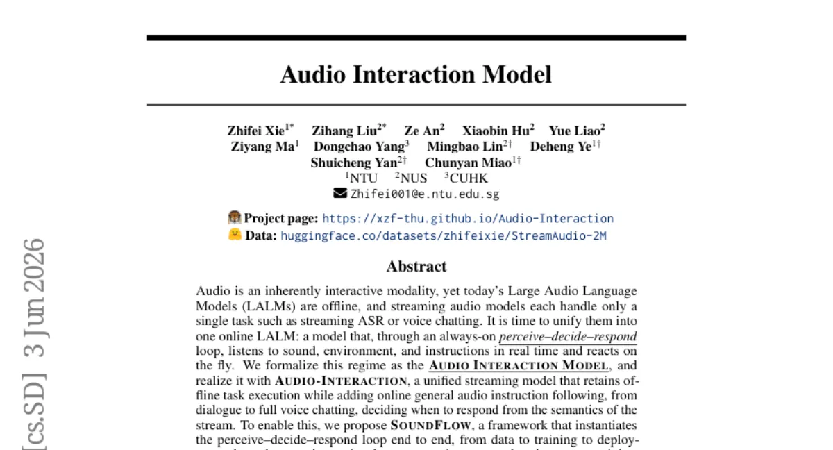Audio-Interaction: 실시간 청각 상호작용을 위한 통합 스트리밍 오디오 언어 모델