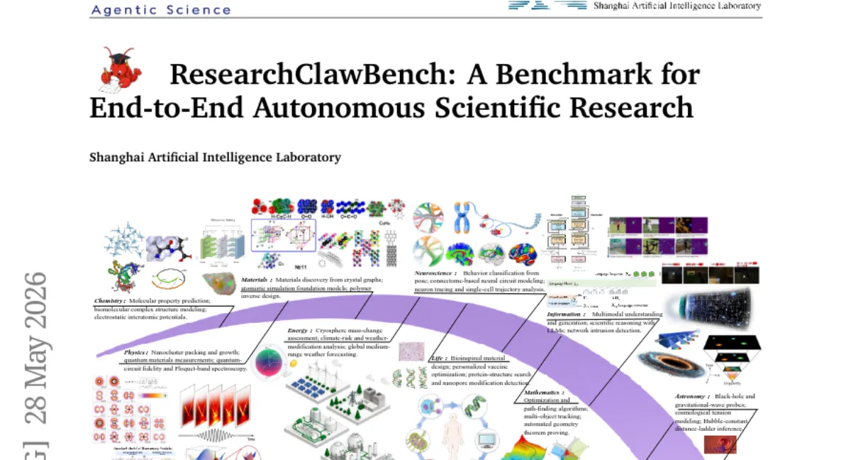AI 연구 에이전트 평가 벤치마크 ResearchClawBench — 40개 태스크 평균 점수 21.5/100