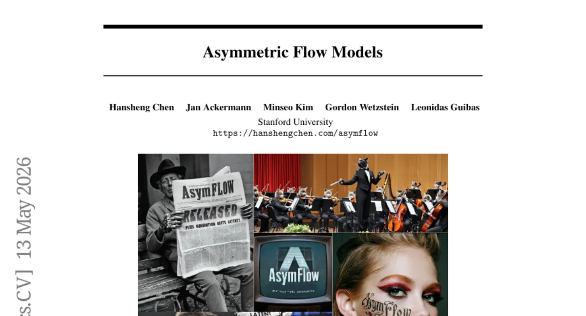 AsymFlow: 저차원 잡음 예측으로 고차원 플로우 생성 효율화 — ImageNet 256×256 FID 1.57
