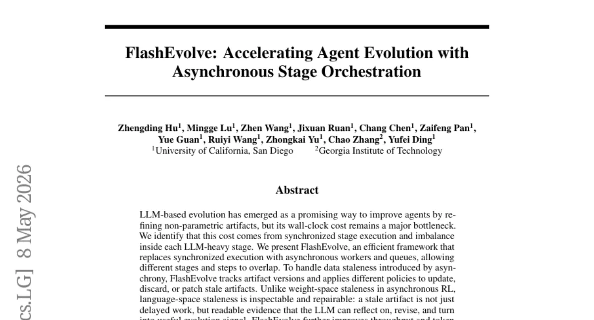 FlashEvolve — 비동기 LLM 진화 프레임워크로 제안 처리량 3.5~4.9배 향상
