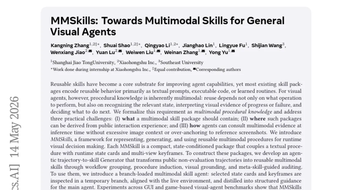 MMSkills: 멀티모달 스킬 패키지로 GUI·게임 에이전트 성능 향상 — 벤치마크 전반 개선