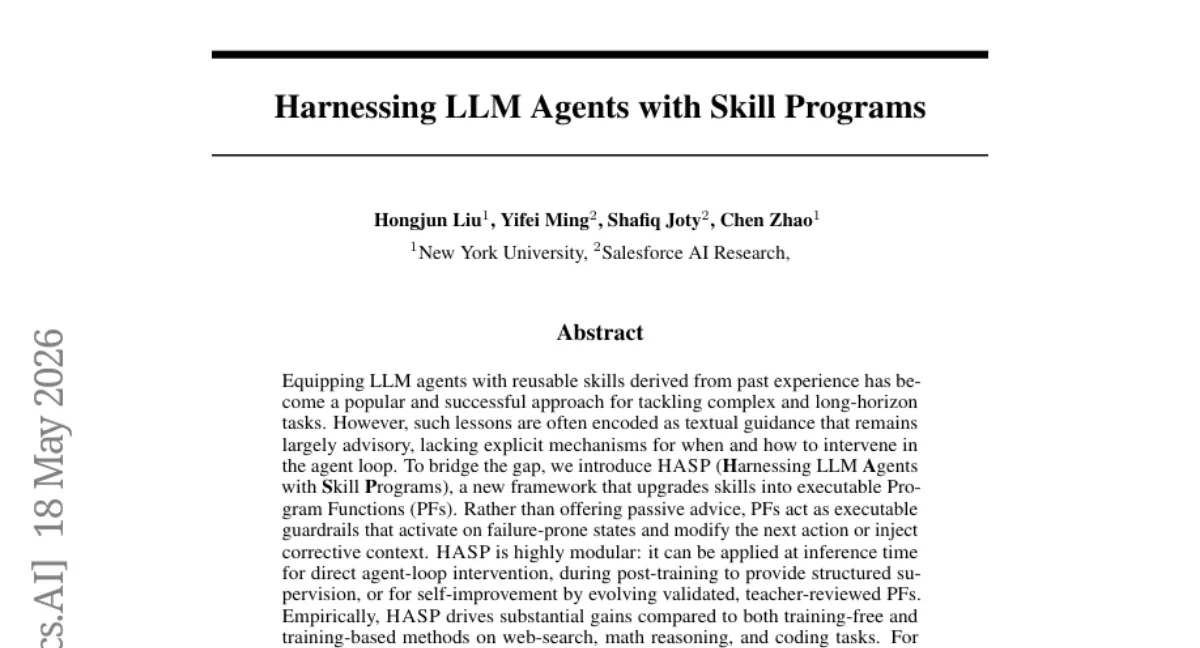 HASP: LLM 에이전트의 경험을 실행 가능한 함수로 업그레이드 — 웹 검색 25% 향상