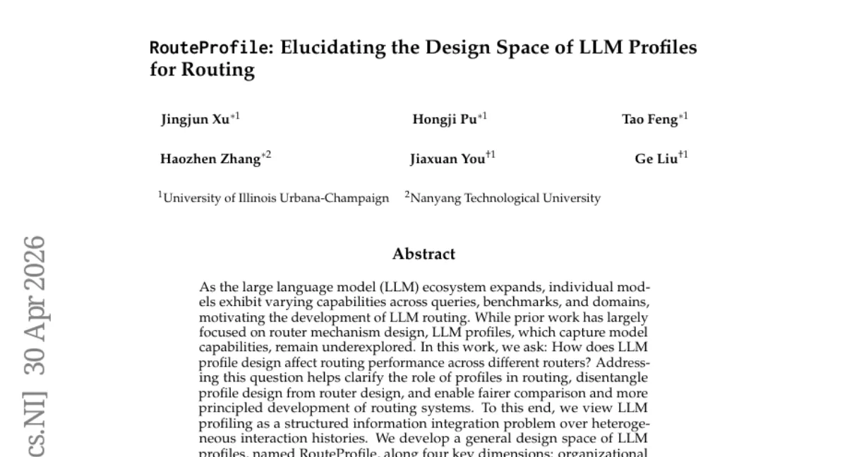 LLM 라우팅에서 프로파일 설계가 성능에 미치는 영향 — RouteProfile 체계적 분석