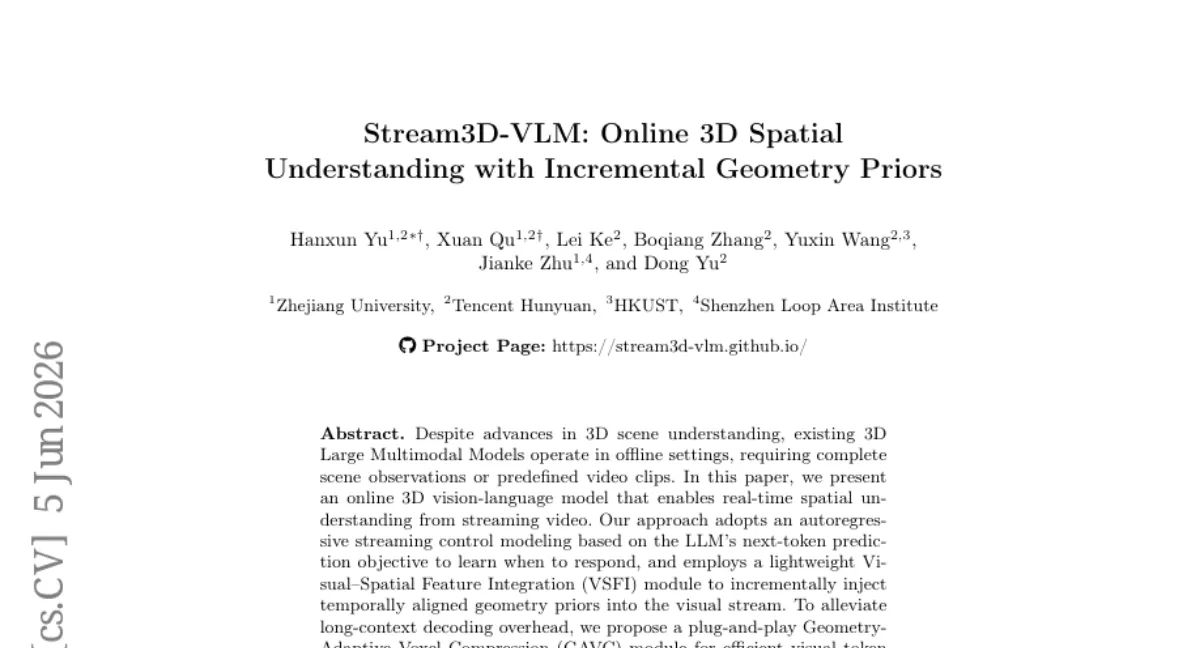 Tencent Hunyuan, 실시간 3D 공간 이해를 위한 온라인 VLM — 29개 태스크 벤치마크에서 SOTA