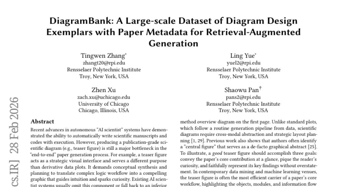 RPI, 논문급 과학 다이어그램 생성을 위한 DiagramBank 데이터셋 공개 — 89,422개 도식
