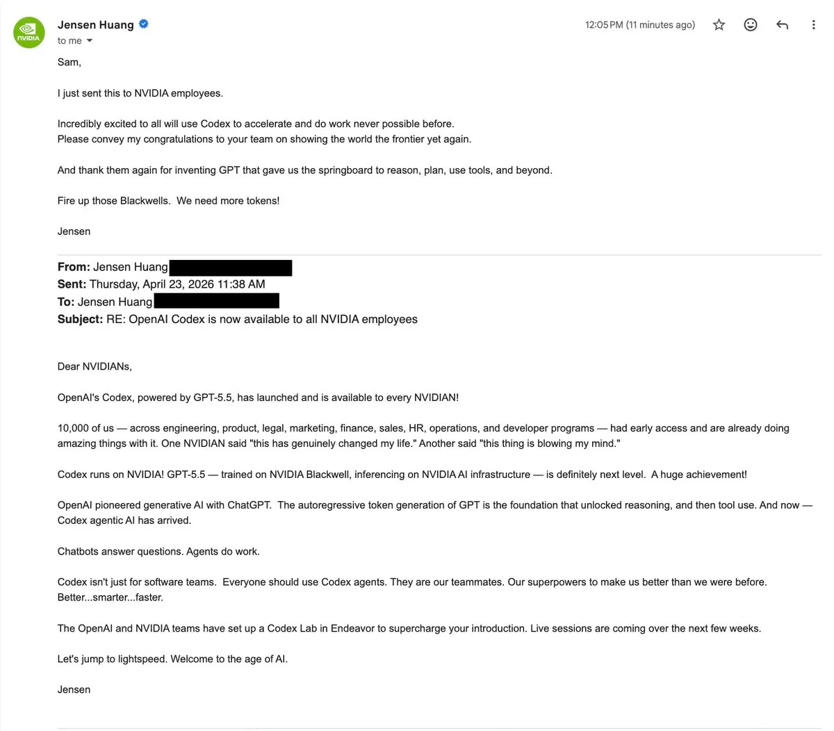 sama "Codex 전사 롤아웃 성공" — 기업 AI 도입 가속화 신호