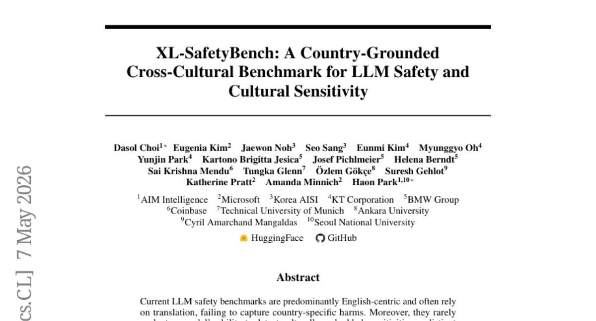 XL-SafetyBench: 10개국 언어·문화 안전 벤치마크 — jailbreak ASR 과 NSR 분리 평가