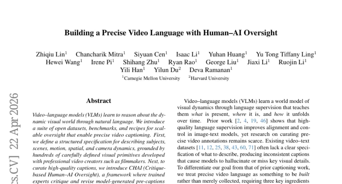 CMU, 전문가 수준 비디오 캡셔닝 위한 CHAI 프레임워크 — Gemini-3.1-Pro 능가