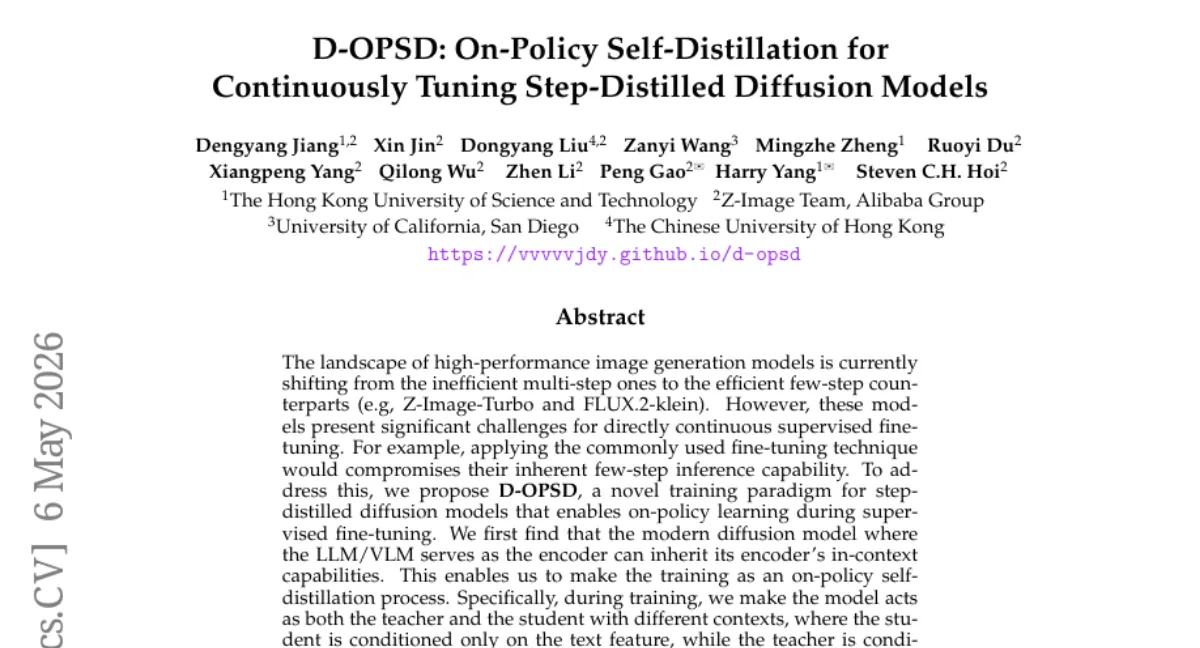 D-OPSD: 적은 스텝 확산 모델의 미세 조정을 위한 자기 증류 프레임워크