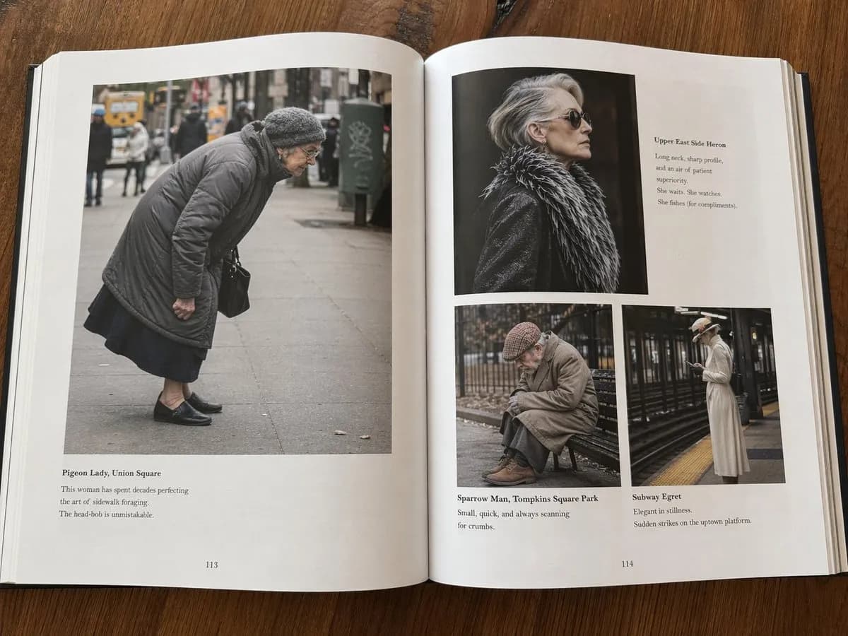 Ethan Mollick: GPT 이미지 생성기 2로 만든 책 페이지 — '장어 공포를 애완동물로' 등