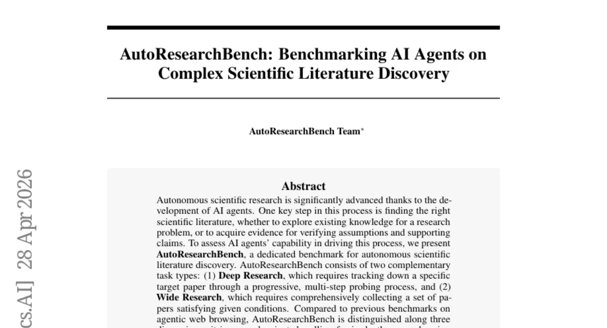 BAAI, AI 에이전트의 과학 문헌 탐색 능력 평가 벤치마크 AutoResearchBench 공개 — GPT-4o도 10% 미만
