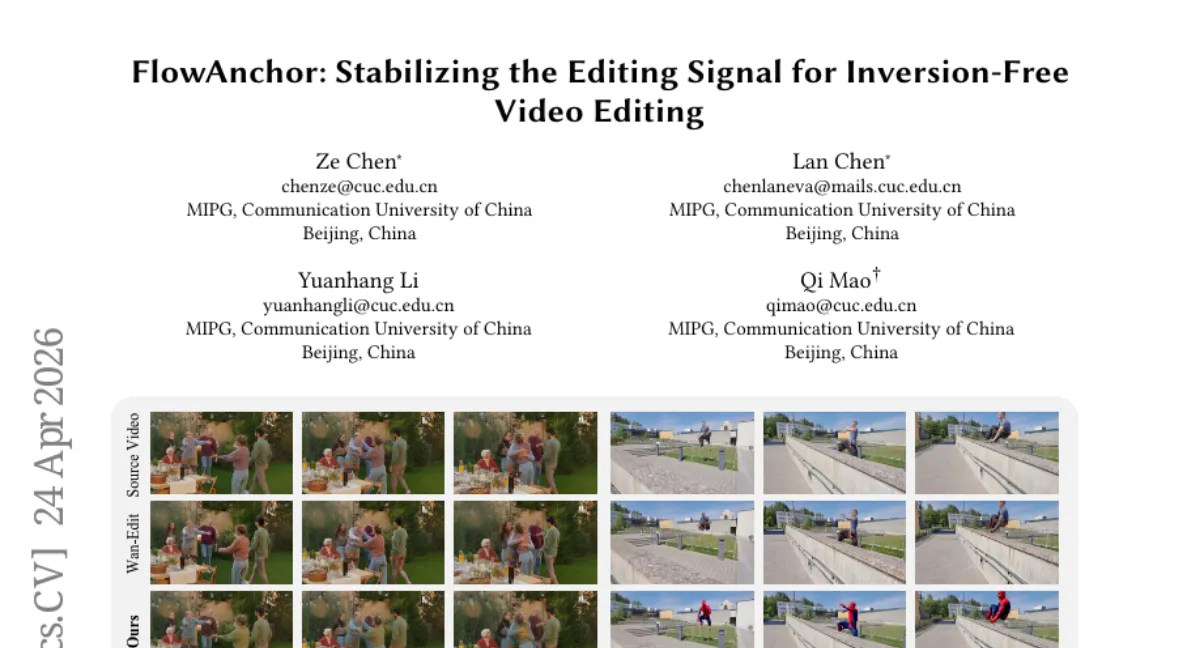 FlowAnchor: 학습 없는 inversion-free 플로우 기반 비디오 편집 — 다중 객체·고속 모션에서도 일관성 유지