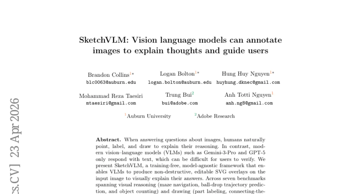 SketchVLM: VLMs가 이미지 위에 SVG로 설명을 그리다 — 정확도 최대 +28.5%p