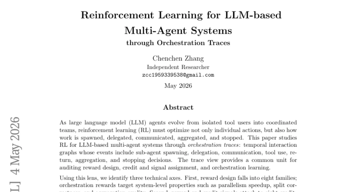 LLM 멀티 에이전트 시스템의 RL 학습 — 작업 분배·위임·통신·중단까지 최적화