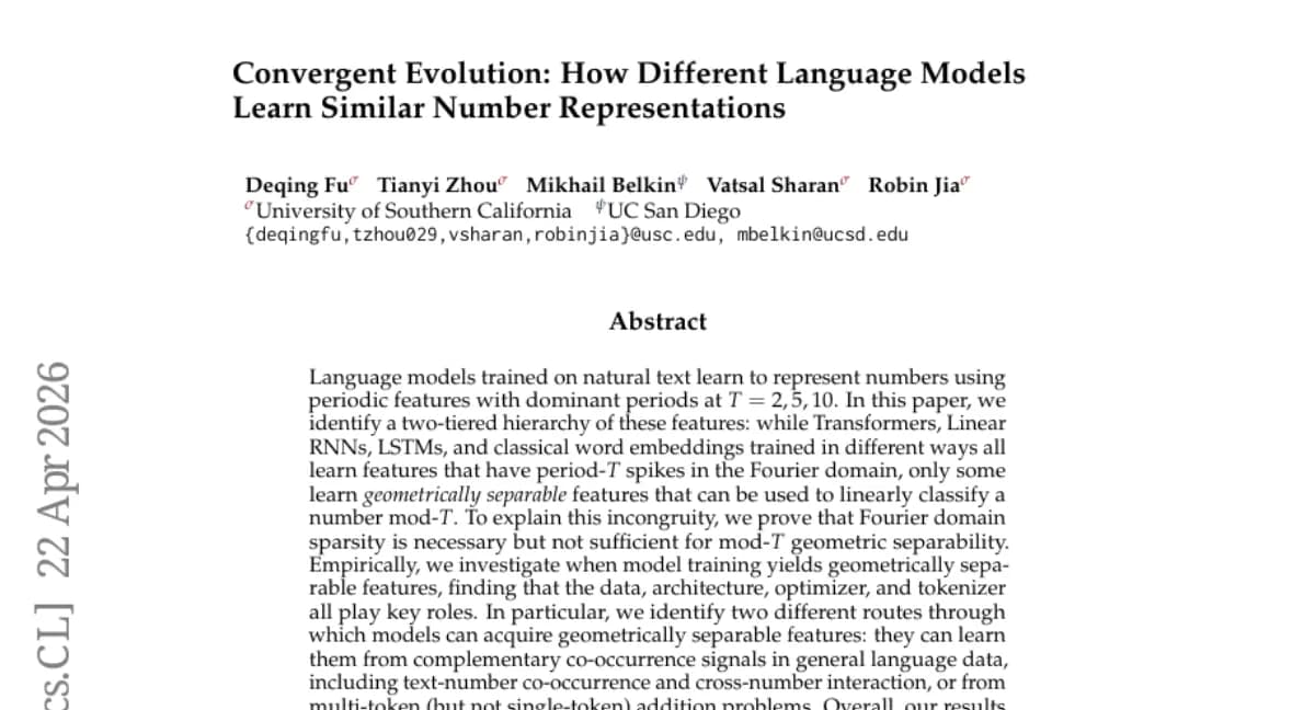 Periodic number features in LLMs: Fourier sparsity vs. geometric separability
